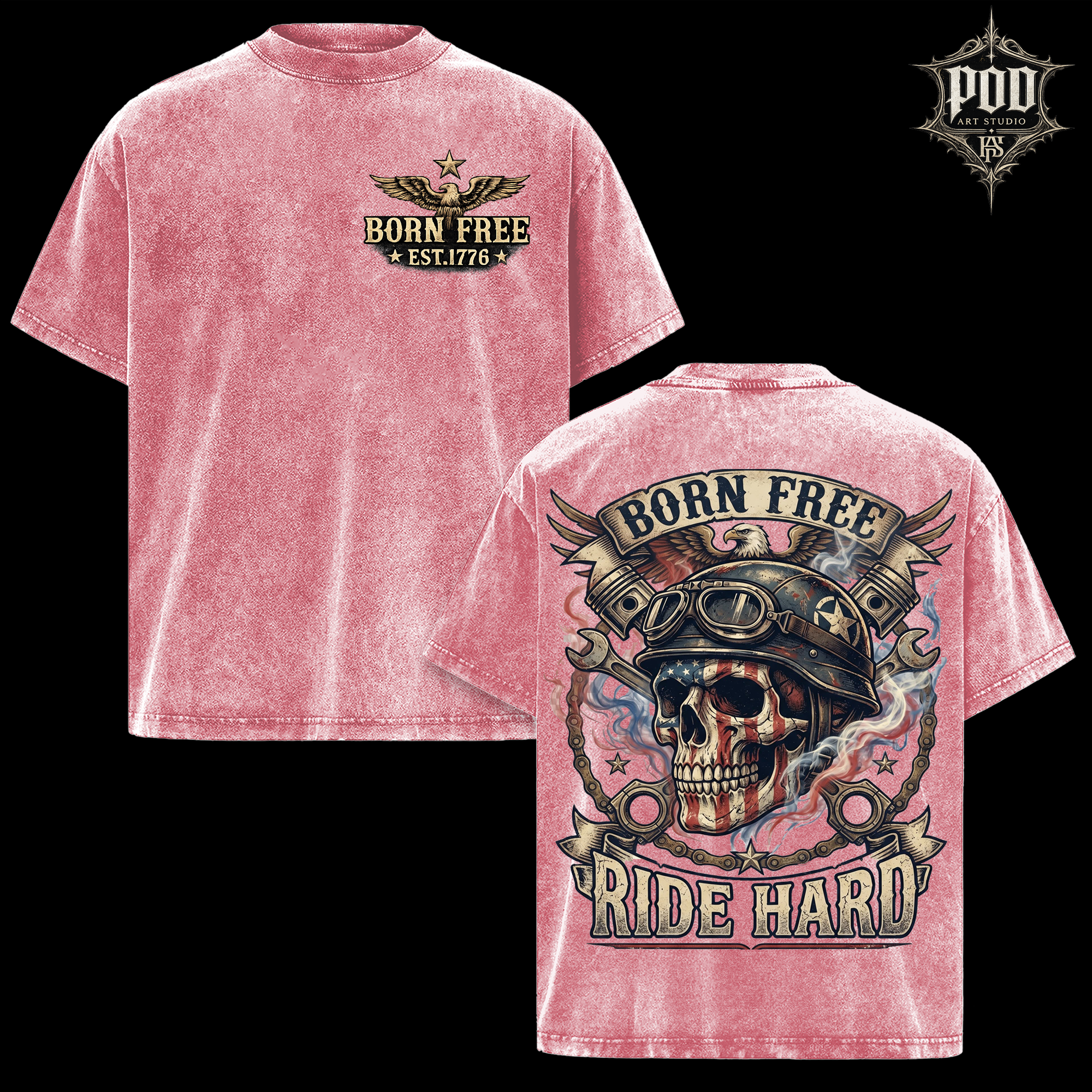 Vintage Wash Born Free Ride Hard Oversized Tee