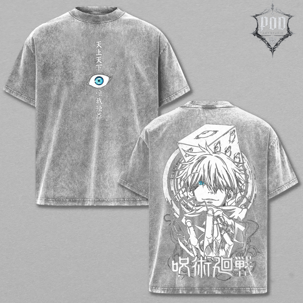 Japanese Anime Gojo Inspired Vintage Streetwear Tee