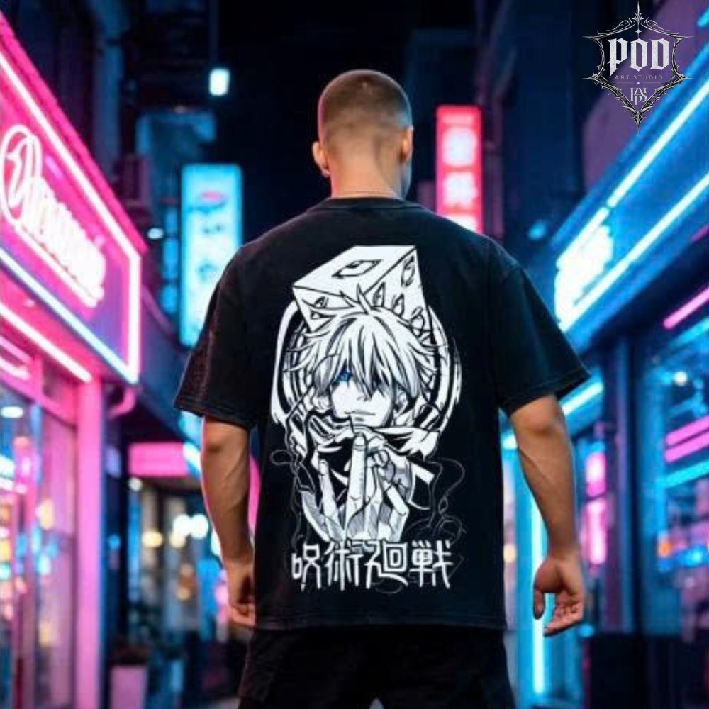 Japanese Anime Gojo Inspired Vintage Streetwear Tee