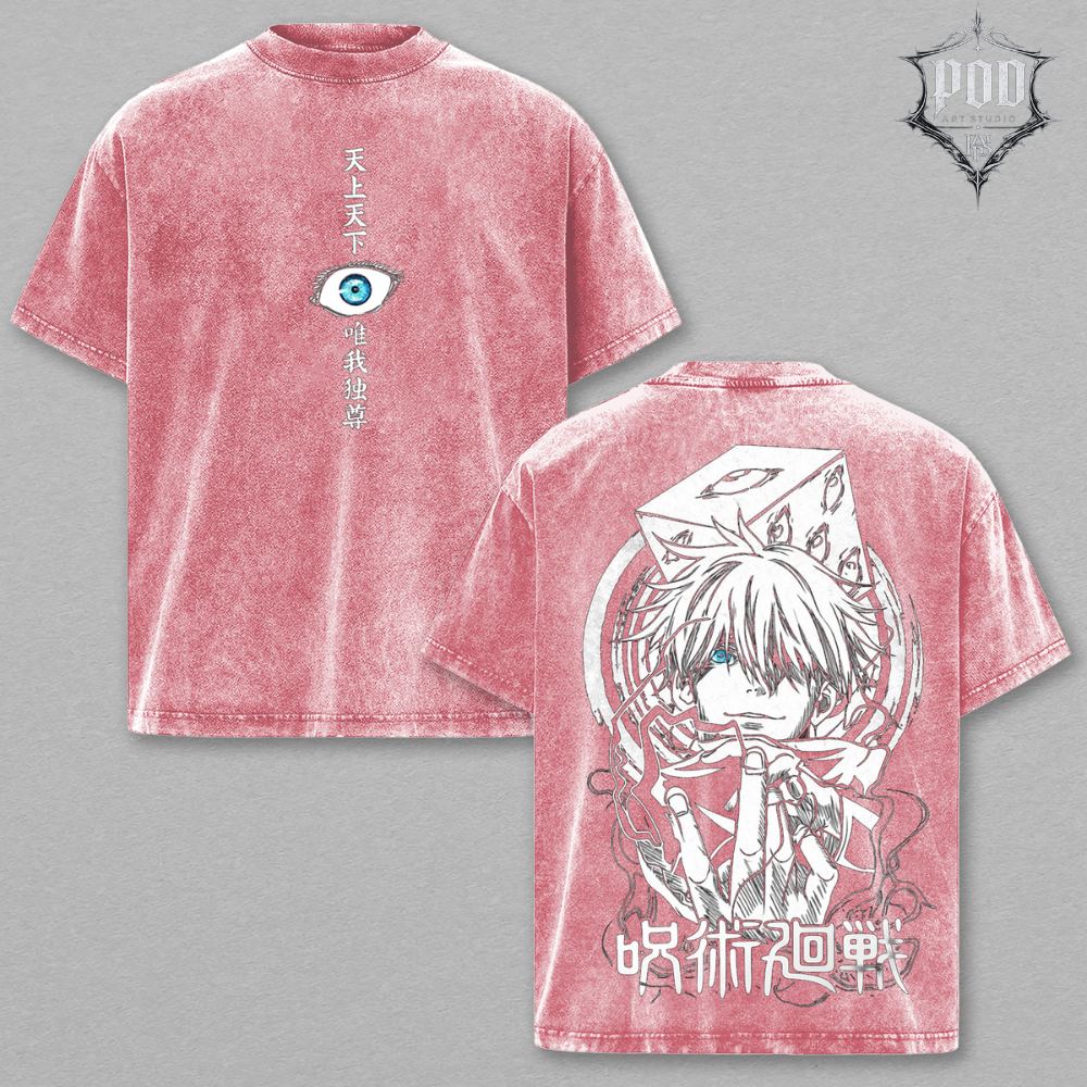 Japanese Anime Gojo Inspired Vintage Streetwear Tee