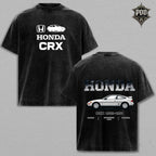 Honda CRX Vintage Wash T-Shirt – Retro CRX Graphic Oversized Tee, JDM Car Enthusiast Heavyweight Shirt, Classic Honda Streetwear Unisex Gift