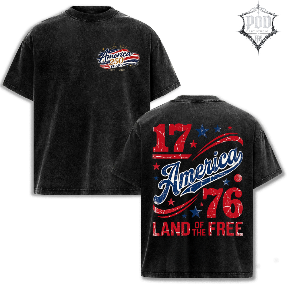 America 250 Vintage Washed Oversized Tee 🇺🇸 Patriotic USA Streetwear Shirt • Retro Americana Graphic Tee • Freedom Vintage Fashion