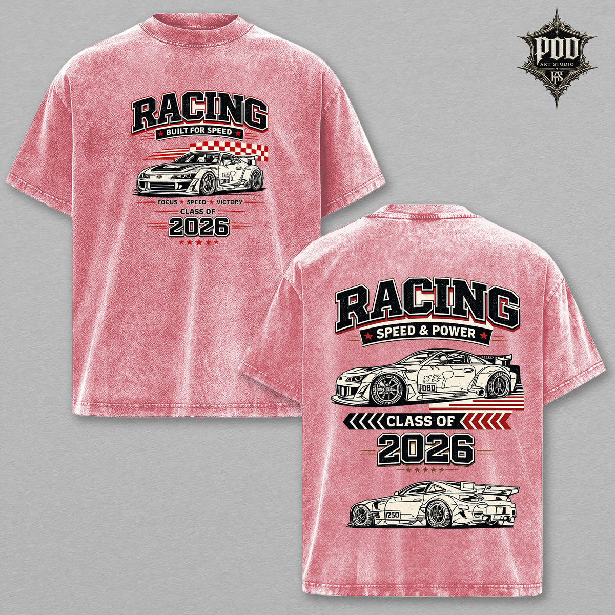 Racing Vintage Wash Graphic Tee – Heavyweight Oversized Streetwear T-Shirt