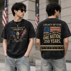 Vintage USA Eagle Shirt | One Nation 250 Years Patriotic Tee | Retro 1776 2026 Semiquincentennial Shirt | Distressed American Flag Tee