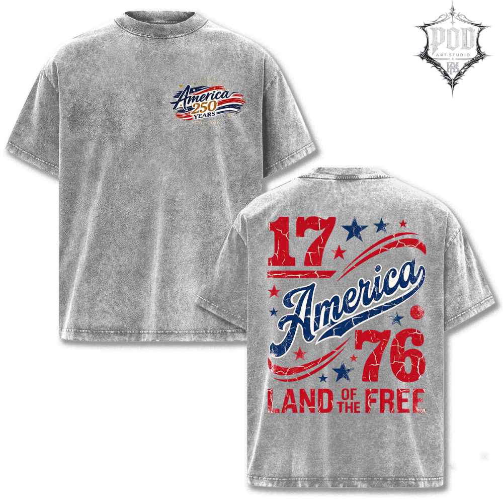 America 250 Vintage Washed Oversized Tee 🇺🇸 Patriotic USA Streetwear Shirt • Retro Americana Graphic Tee • Freedom Vintage Fashion