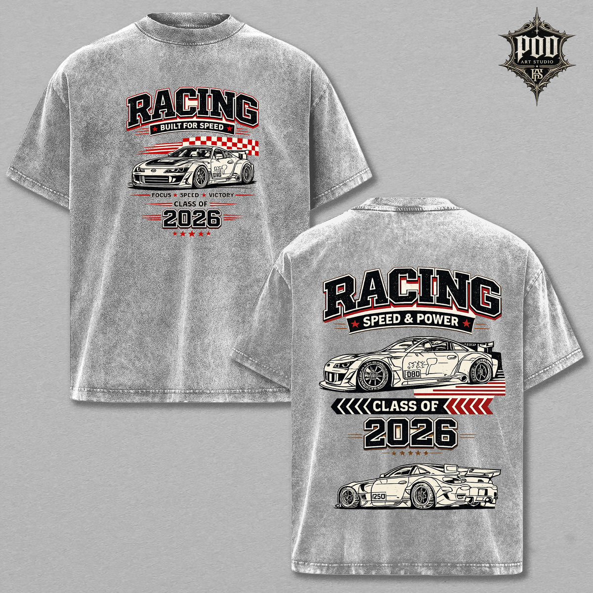 Racing Vintage Wash Graphic Tee – Heavyweight Oversized Streetwear T-Shirt