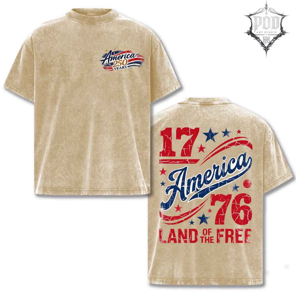 America 250 Vintage Washed Oversized Tee 🇺🇸 Patriotic USA Streetwear Shirt • Retro Americana Graphic Tee • Freedom Vintage Fashion