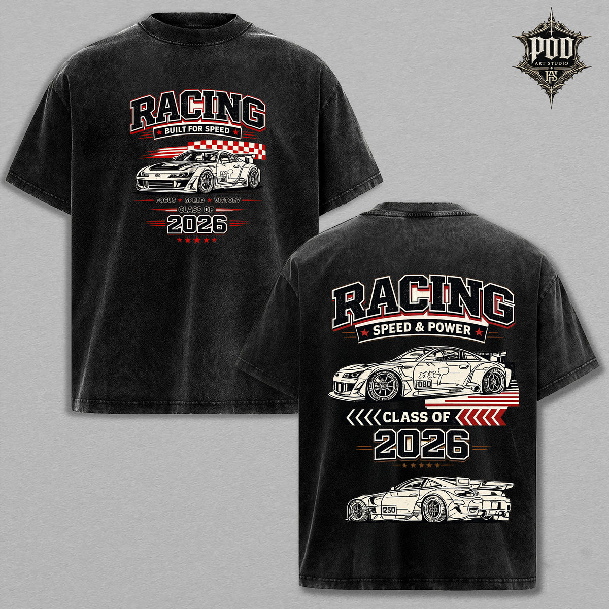 Racing Vintage Wash Graphic Tee – Heavyweight Oversized Streetwear T-Shirt
