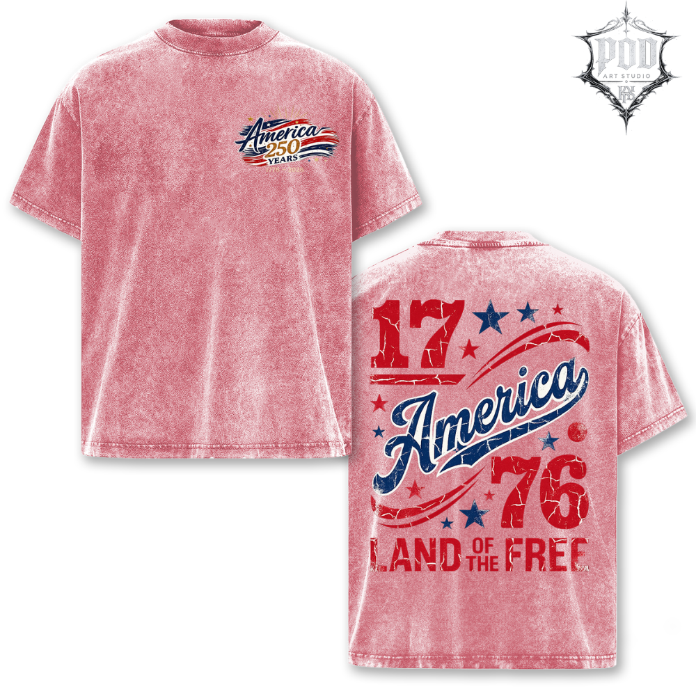 America 250 Vintage Washed Oversized Tee 🇺🇸 Patriotic USA Streetwear Shirt • Retro Americana Graphic Tee • Freedom Vintage Fashion