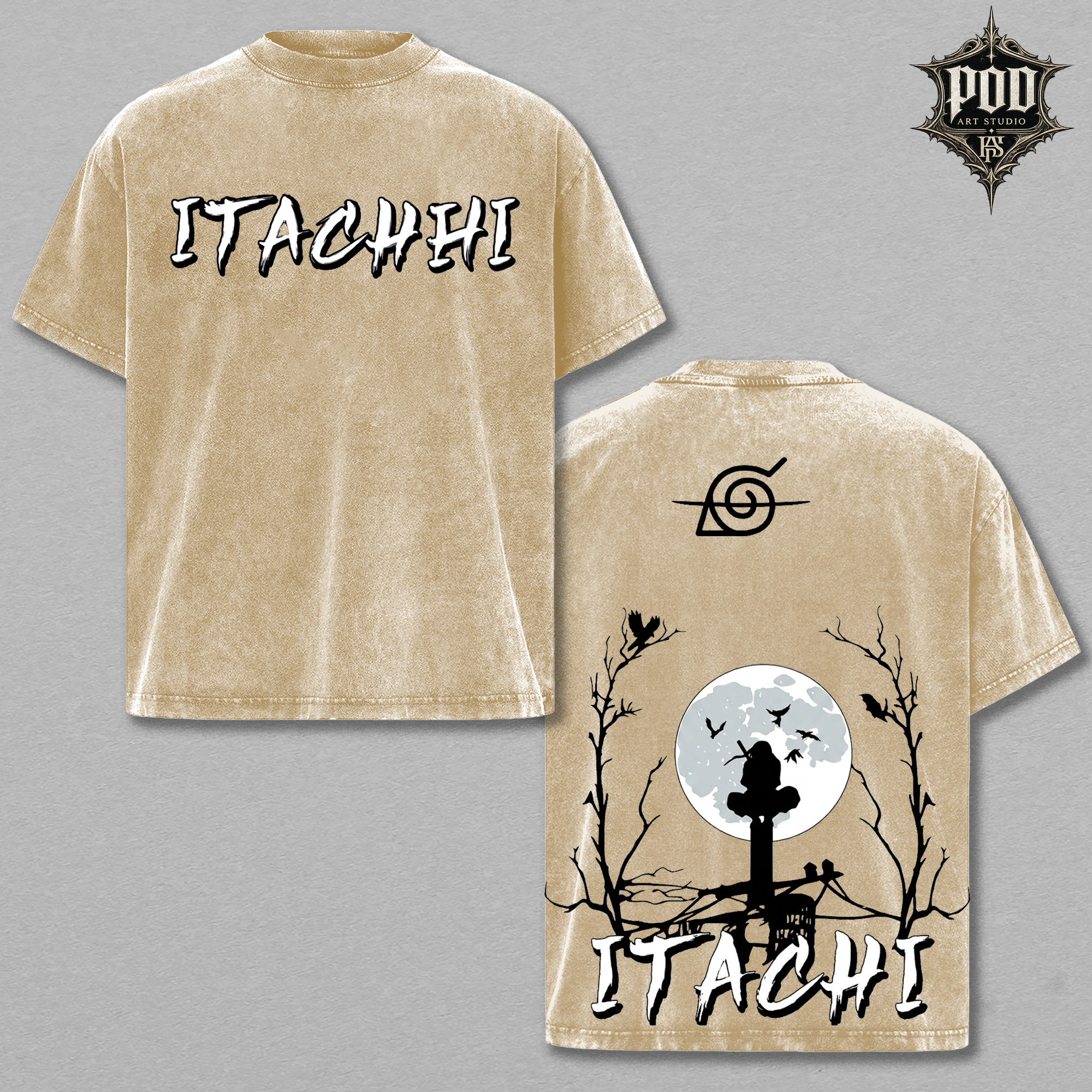 Itachi Uchiha Vintage Acid Wash Anime T-Shirt - Oversized Streetwear