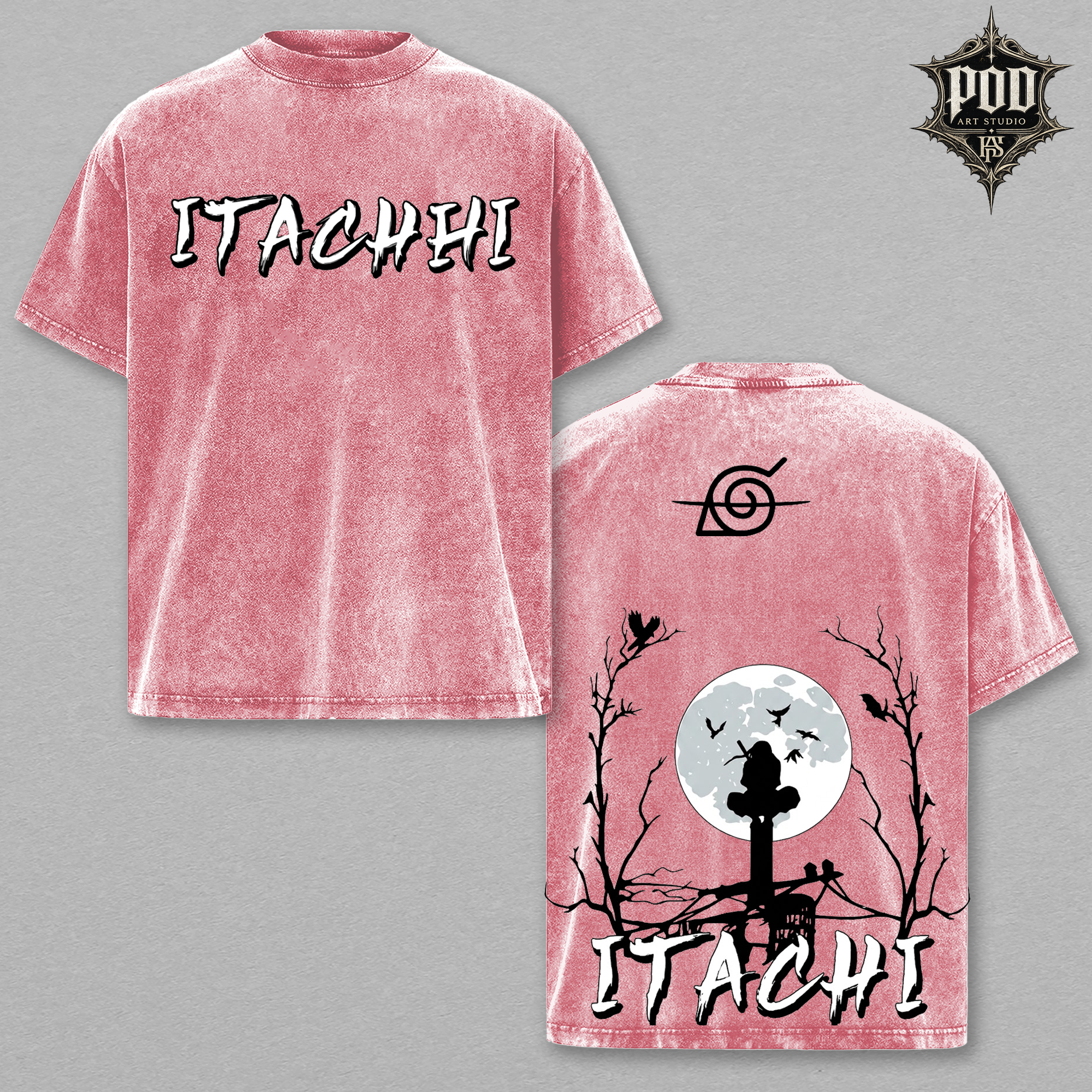 Itachi Uchiha Vintage Acid Wash Anime T-Shirt - Oversized Streetwear