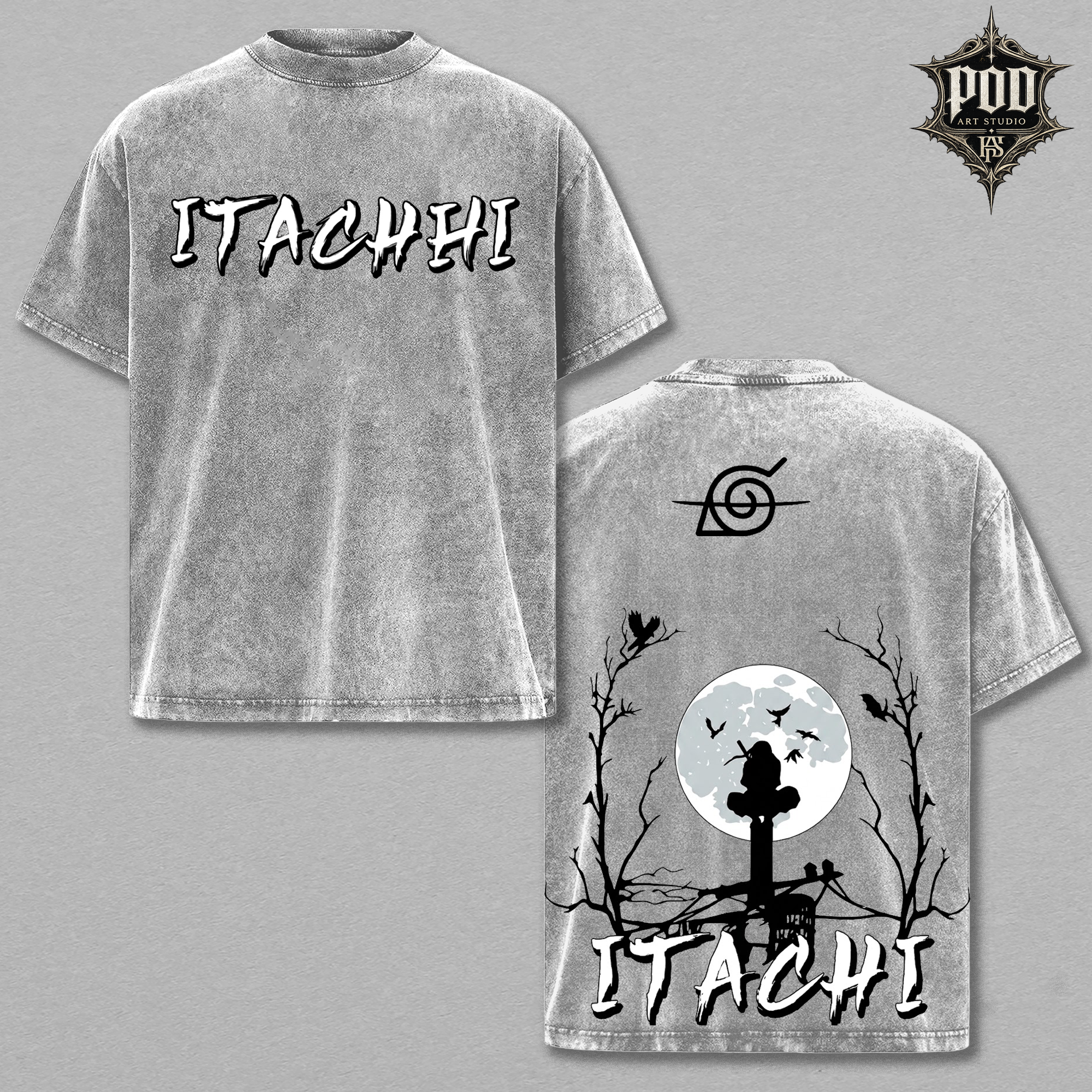 Itachi Uchiha Vintage Acid Wash Anime T-Shirt - Oversized Streetwear