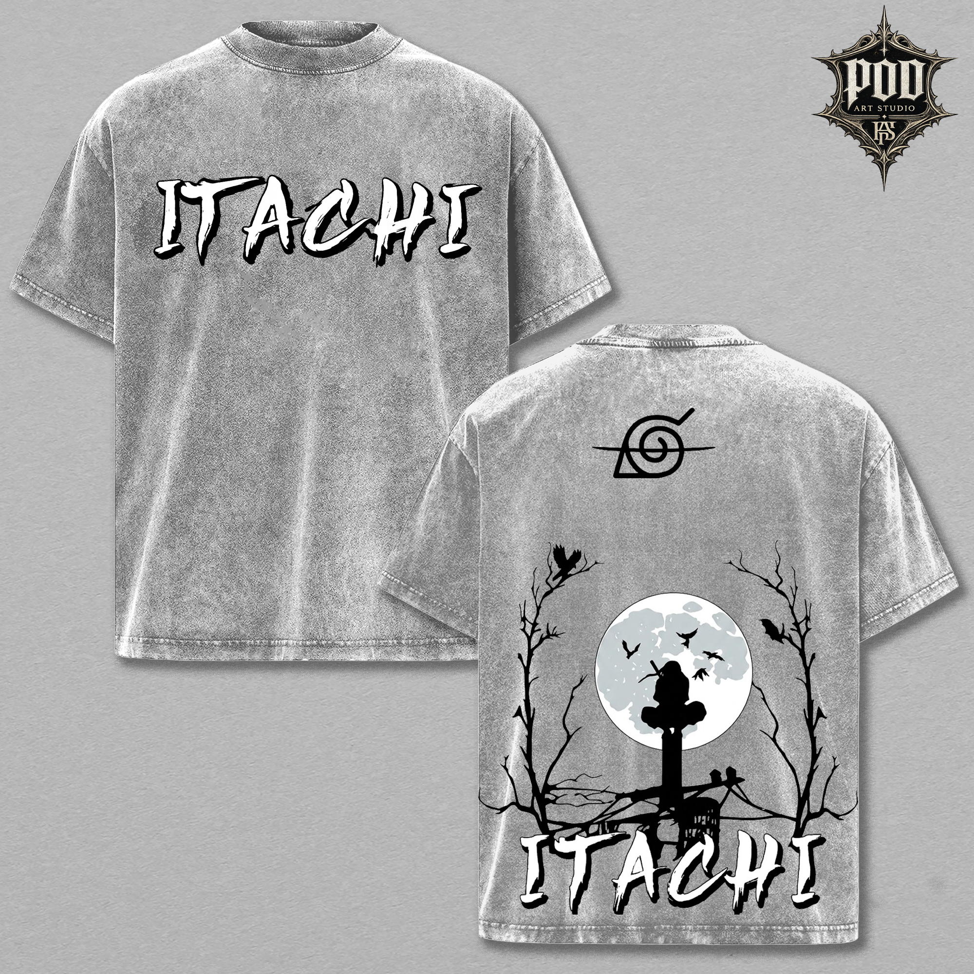 Itachi Uchiha Vintage Acid Wash Anime T-Shirt - Oversized Streetwear