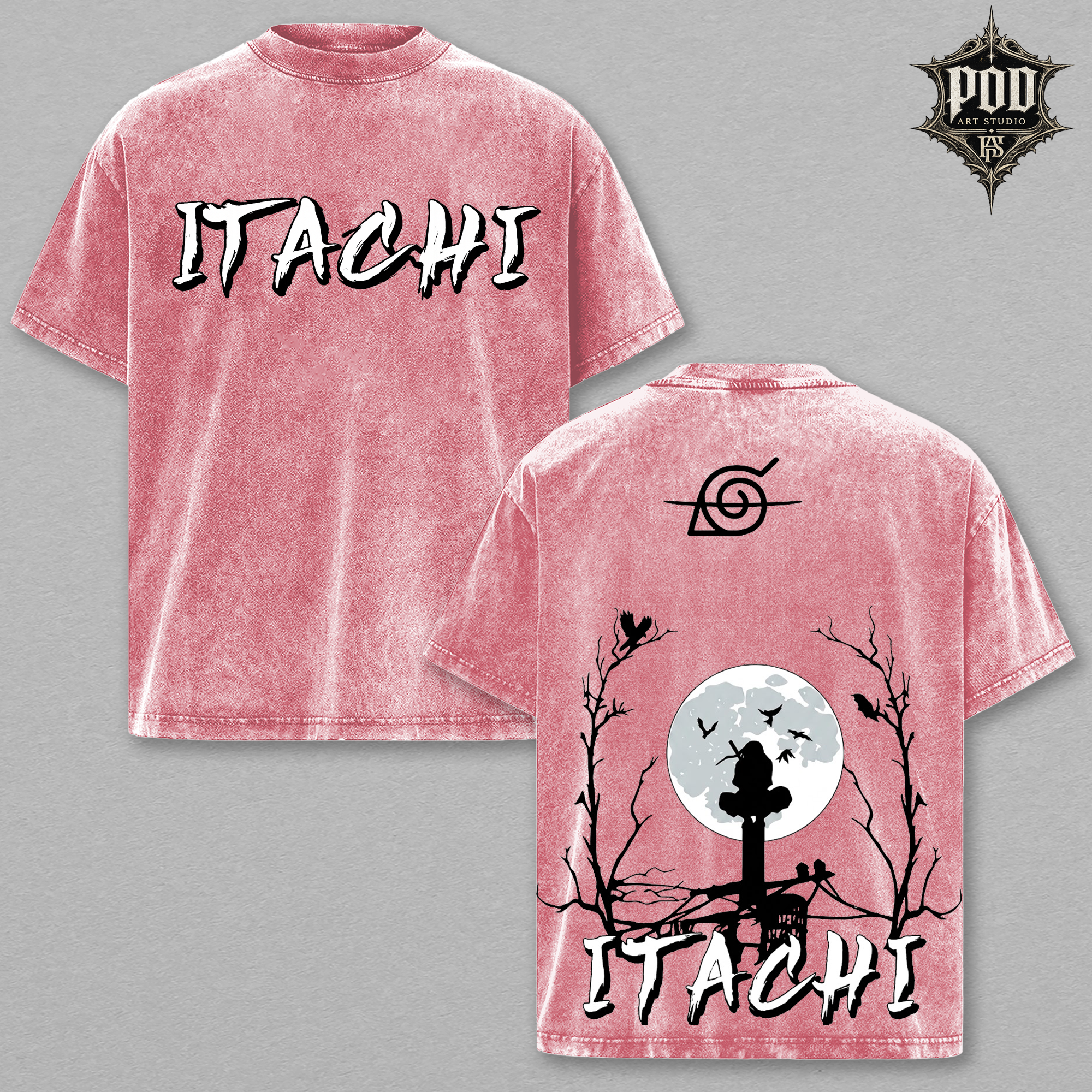 Itachi Uchiha Vintage Acid Wash Anime T-Shirt - Oversized Streetwear