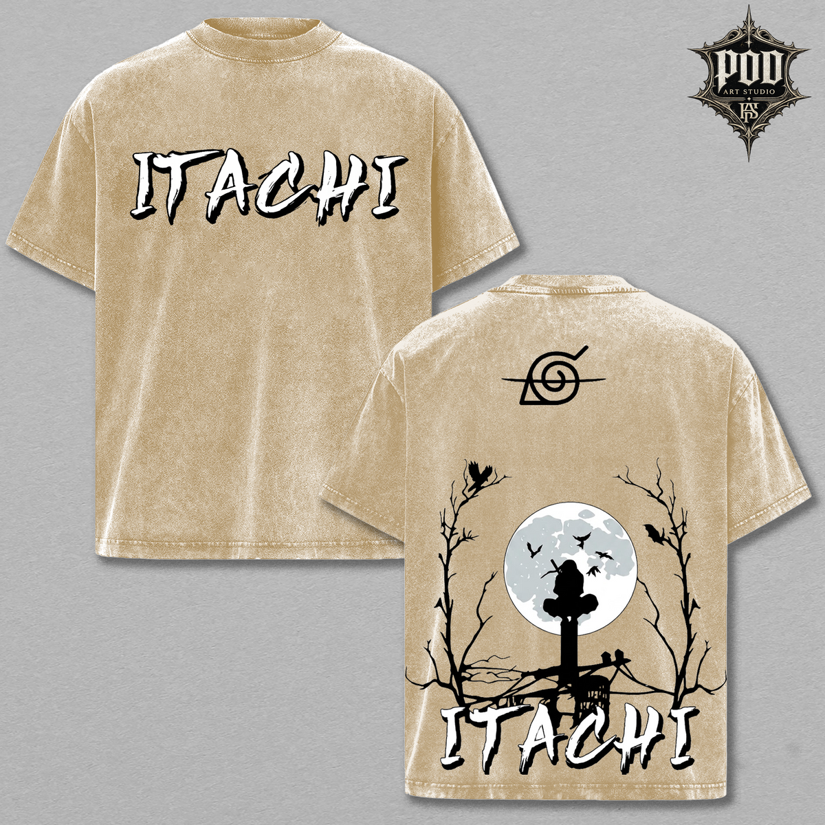 Itachi Uchiha Vintage Acid Wash Anime T-Shirt - Oversized Streetwear