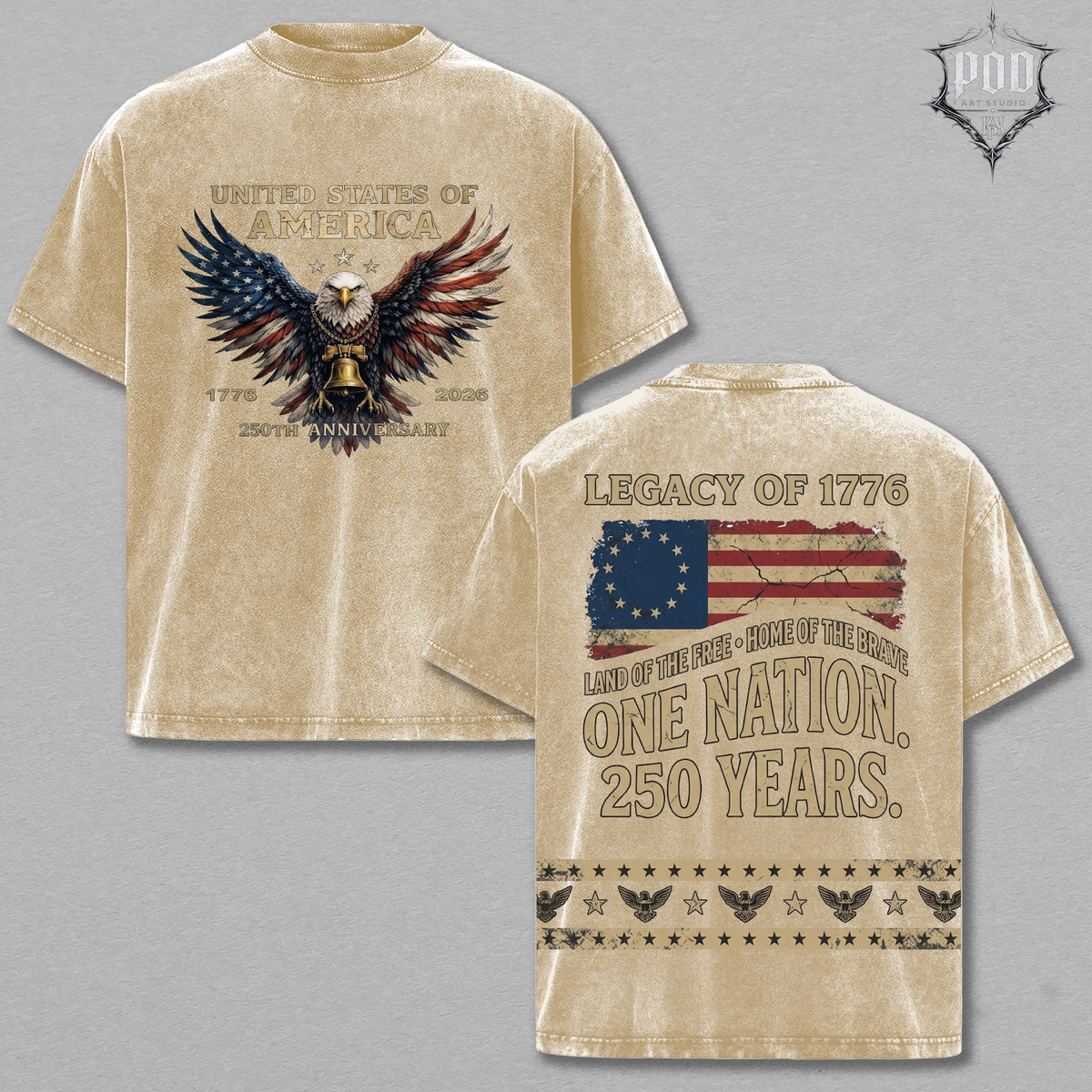 Vintage USA Eagle Shirt | One Nation 250 Years Patriotic Tee | Retro 1776 2026 Semiquincentennial Shirt | Distressed American Flag Tee
