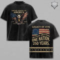 Vintage USA Eagle Shirt | One Nation 250 Years Patriotic Tee | Retro 1776 2026 Semiquincentennial Shirt | Distressed American Flag Tee