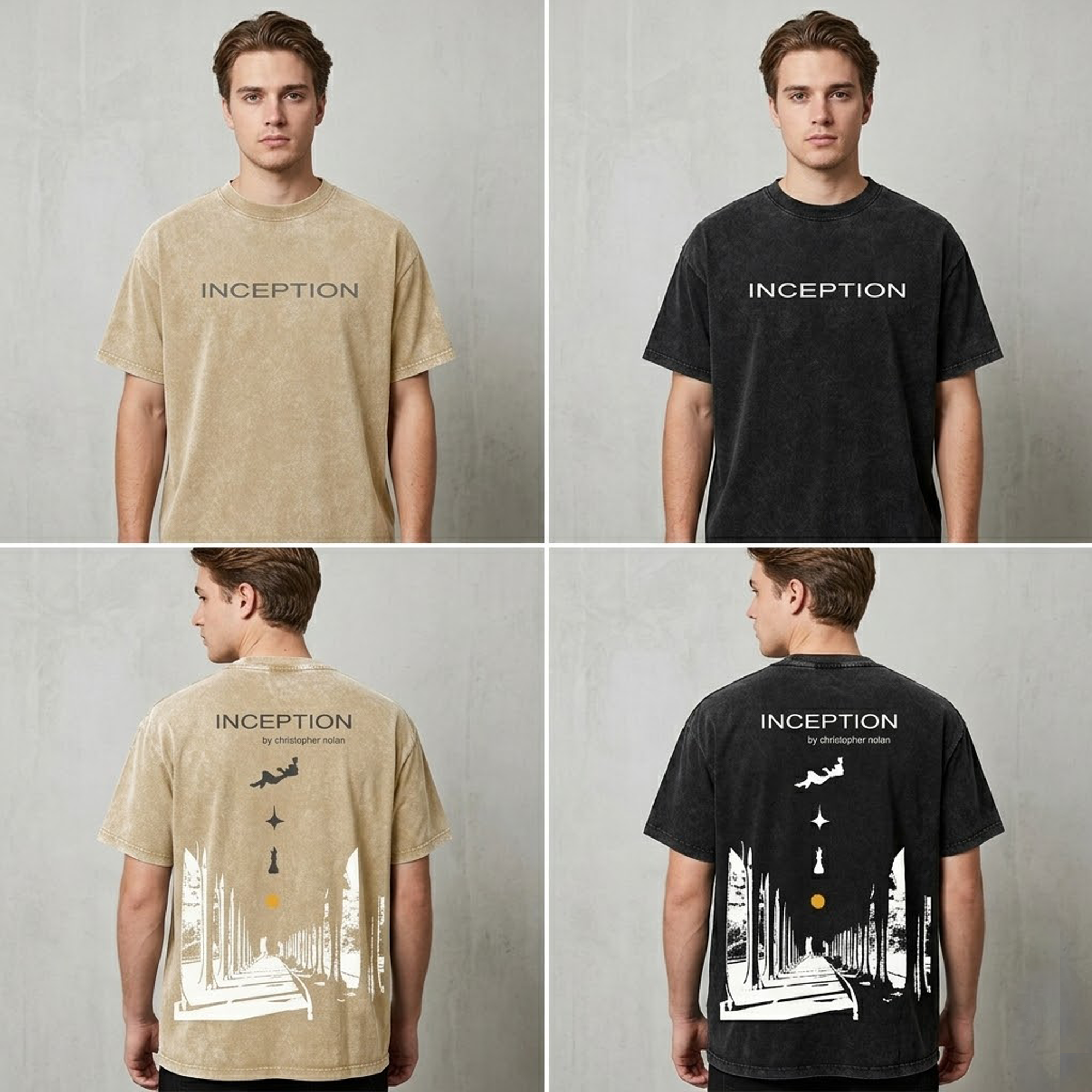 Inception Christopher Nolan Movie Vintage Tee - Heavyweight Acid Wash Oversized T-Shirt