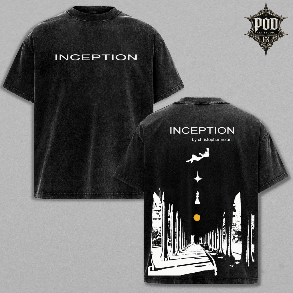 Inception Christopher Nolan Movie Vintage Tee - Heavyweight Acid Wash Oversized T-Shirt