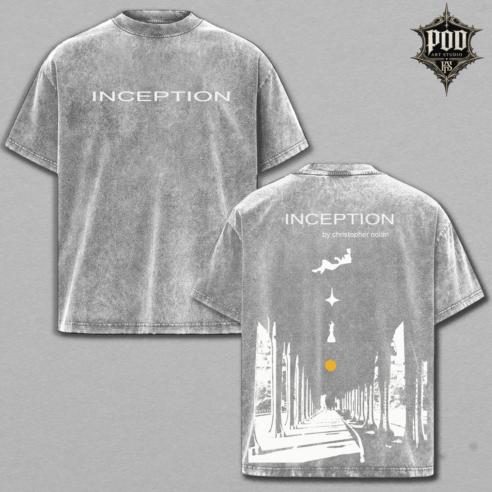 Inception Christopher Nolan Movie Vintage Tee - Heavyweight Acid Wash Oversized T-Shirt
