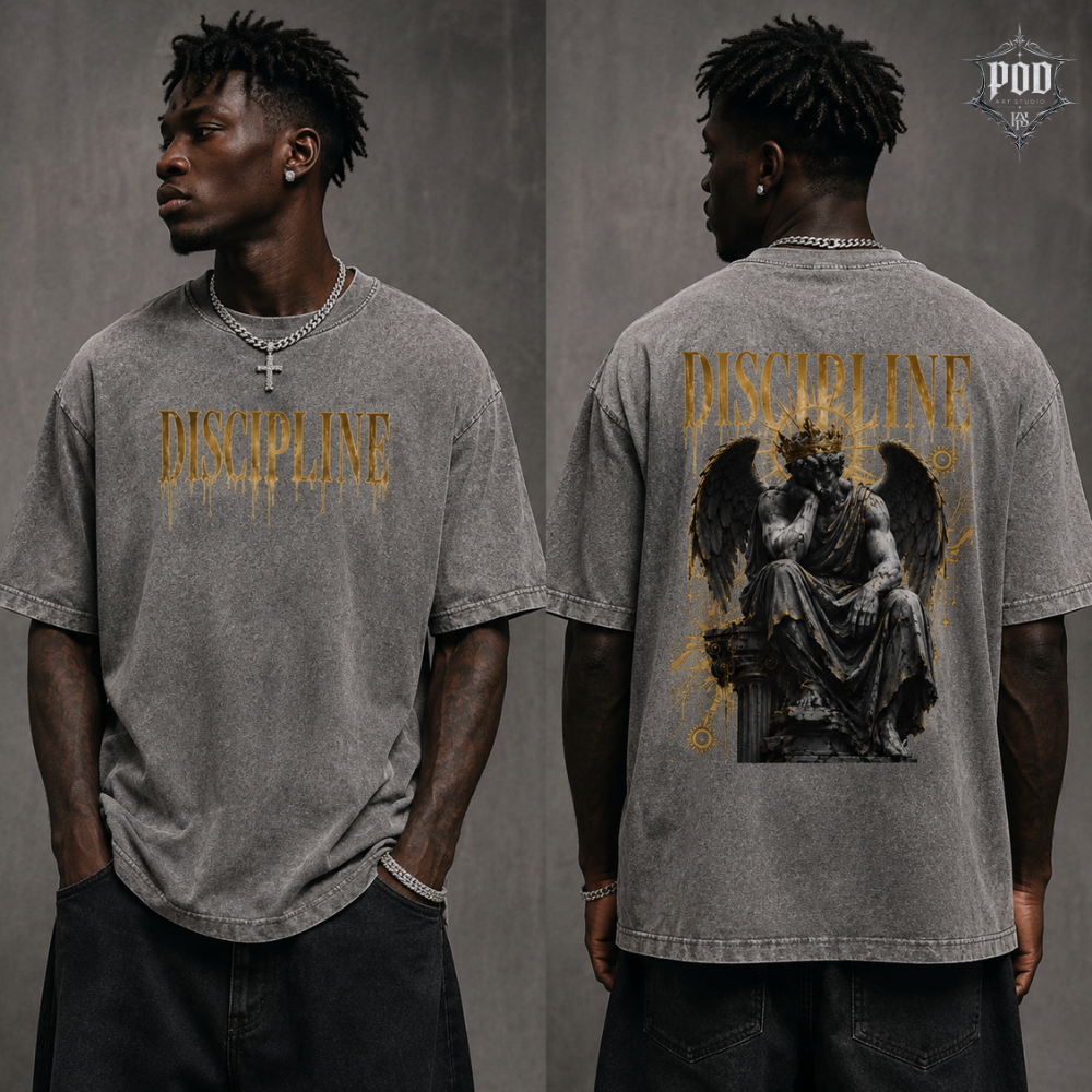 Discipline Vintage Washed T-Shirt – Dark Artistic Streetwear Tee