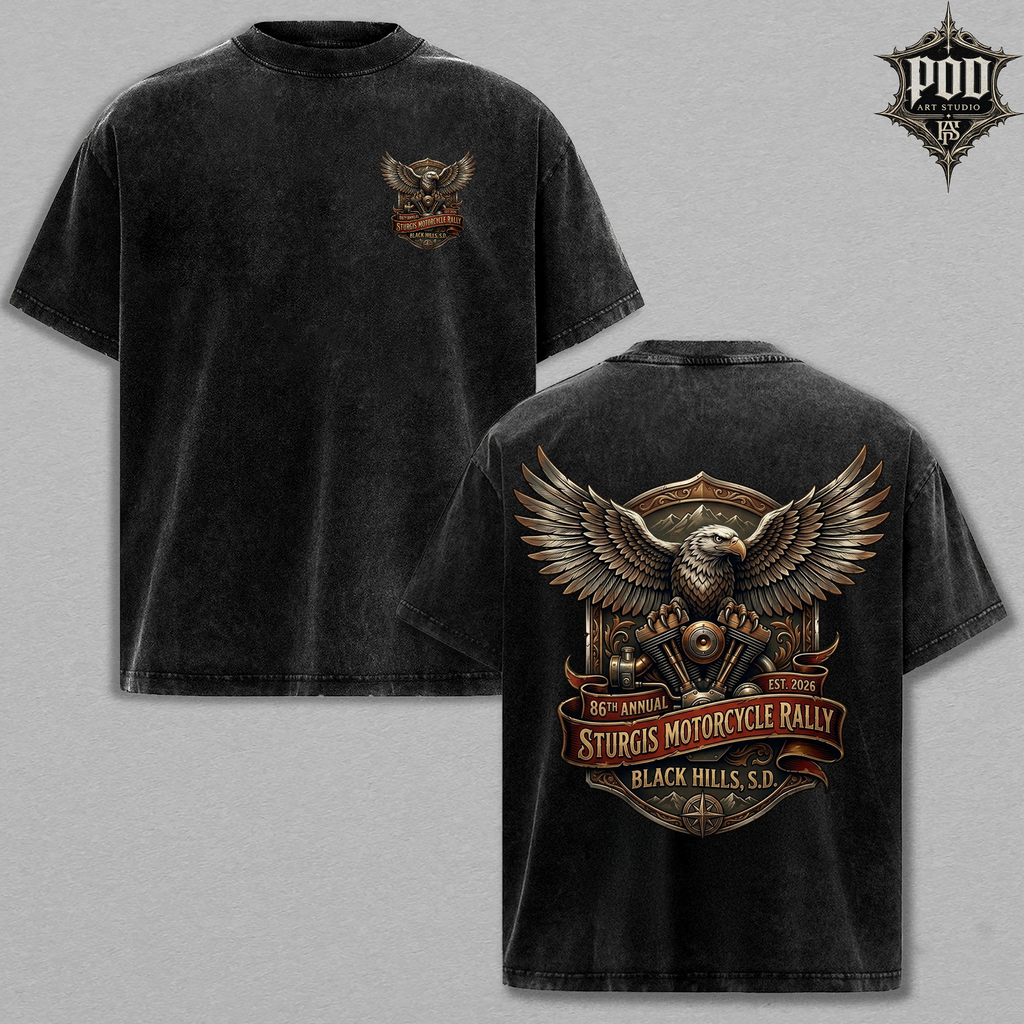 Sturgis Motorcycle Rally Vintage Washed Oversized Tee
