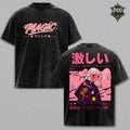 Magic Vintage Wash Anime Graphic Tee – Japanese Streetwear Oversized T-Shirt, Heavyweight Washed Cotton Manga Shirt, Harajuku Aesthetic Unisex Tee