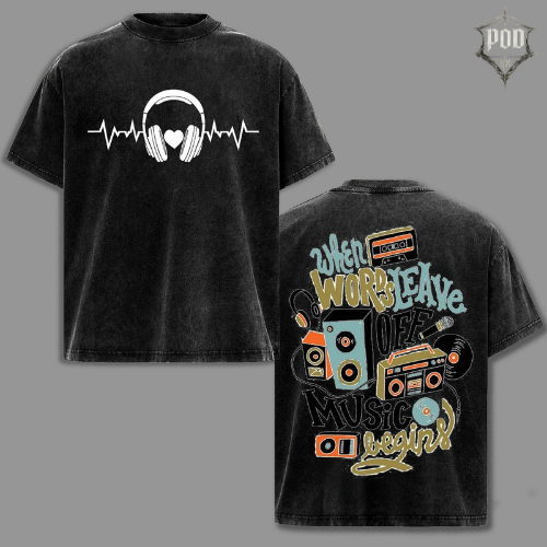 When Words Leave Off Music Begins Retro Shirt