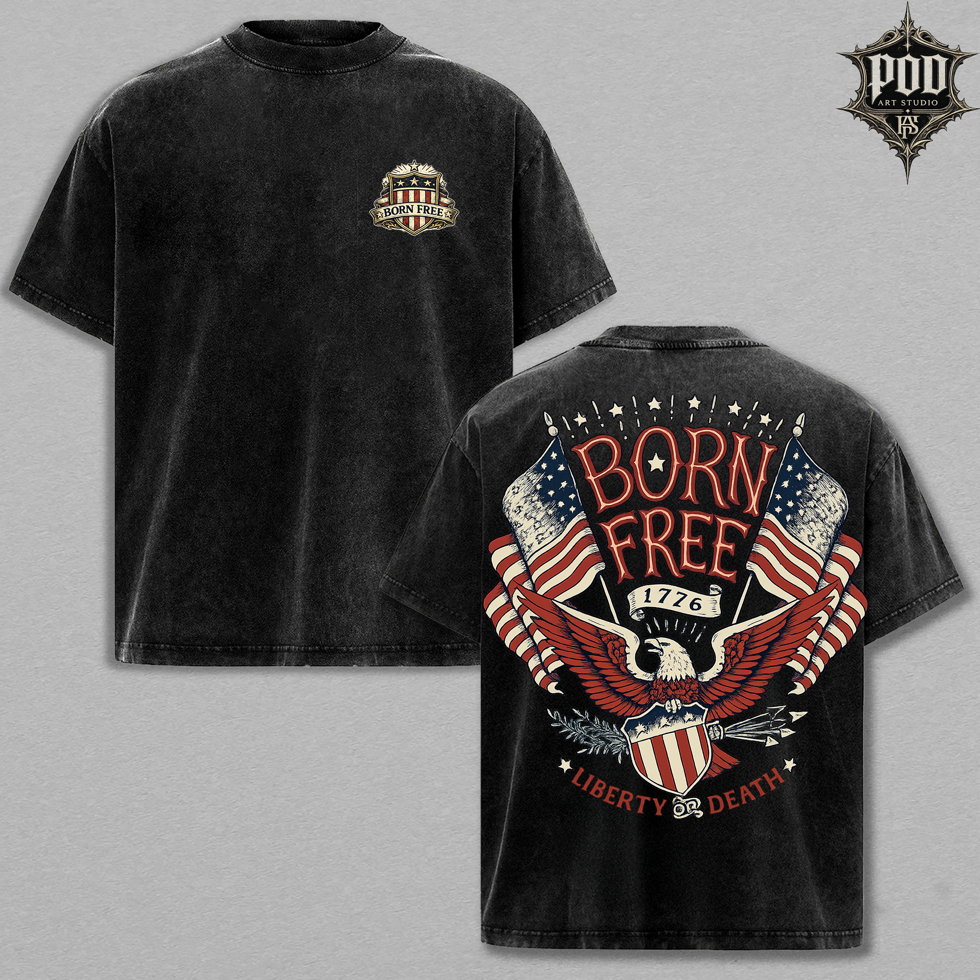 Born Free 1776 Vintage Washed Oversized Tee