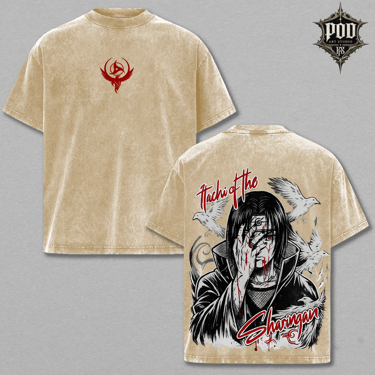 Anime Itachi Acid Wash Shirt, Graphic Anime Streetwear Tee, Vintage Washed Oversized T-Shirt, Uchiha Clan Akatsuki Shirt, Genjutsu Crow Gift