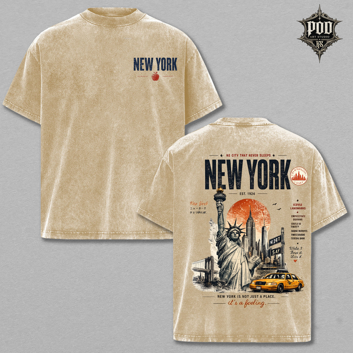 New York Vintage Washed Oversized Graphic Tee