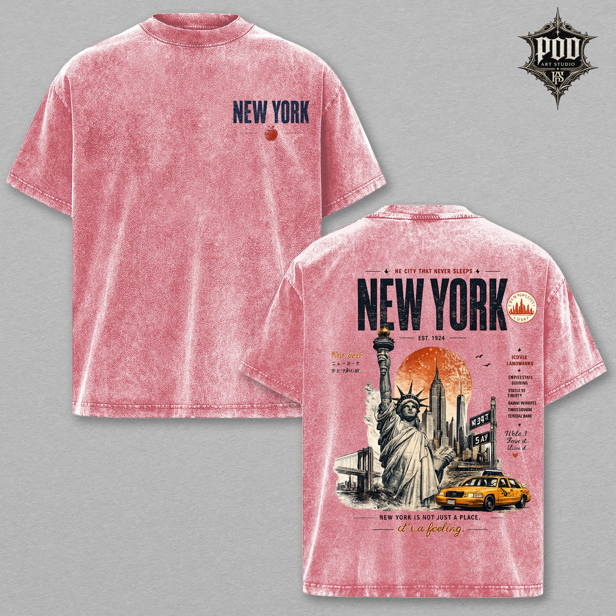 New York Vintage Washed Oversized Graphic Tee
