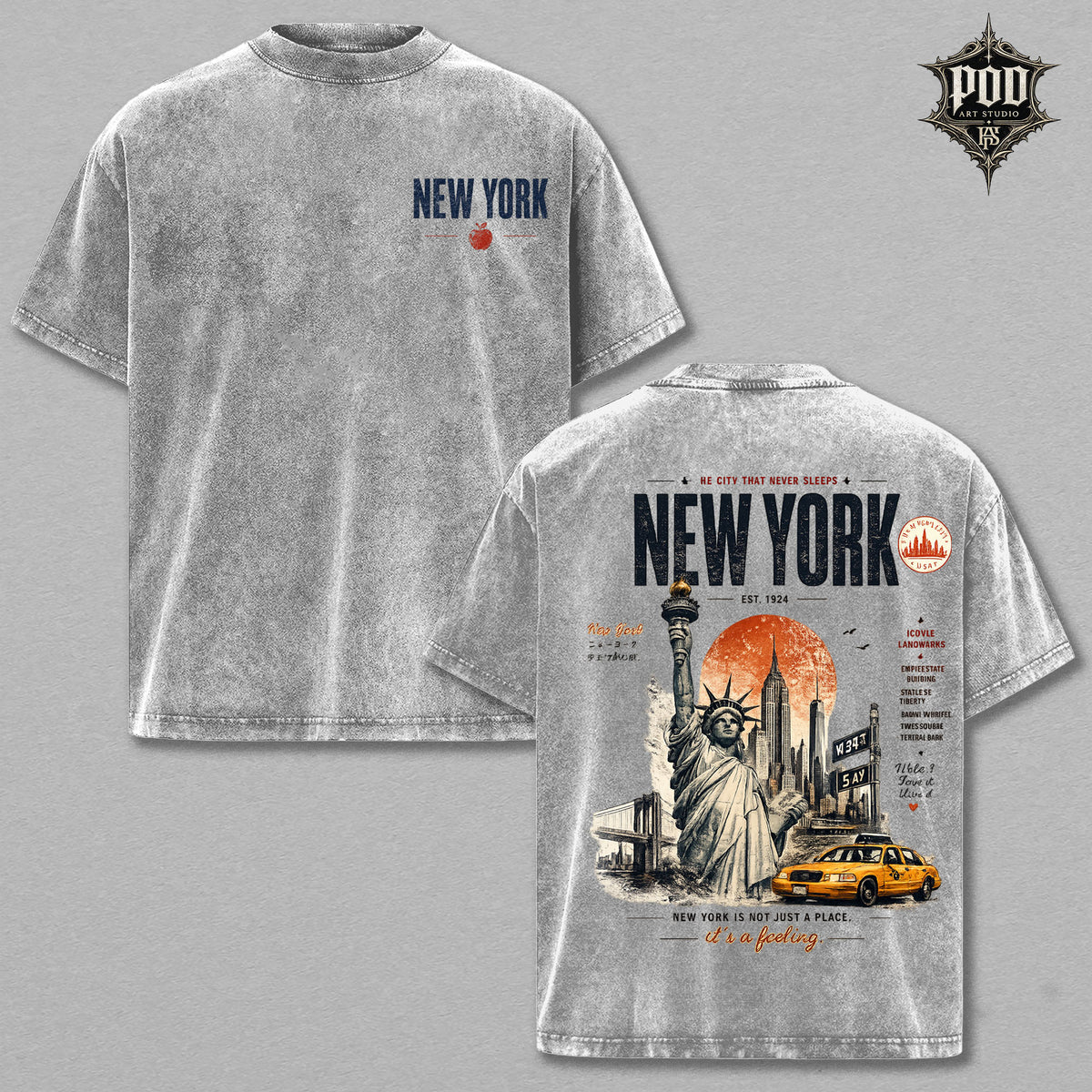 New York Vintage Washed Oversized Graphic Tee