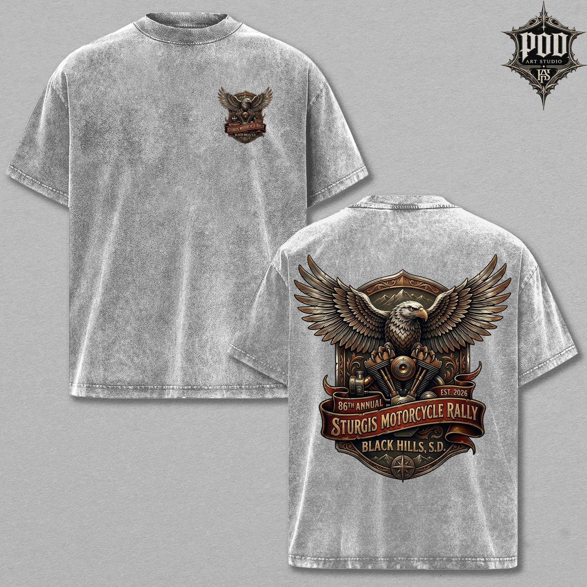 Sturgis Motorcycle Rally Vintage Washed Oversized Tee