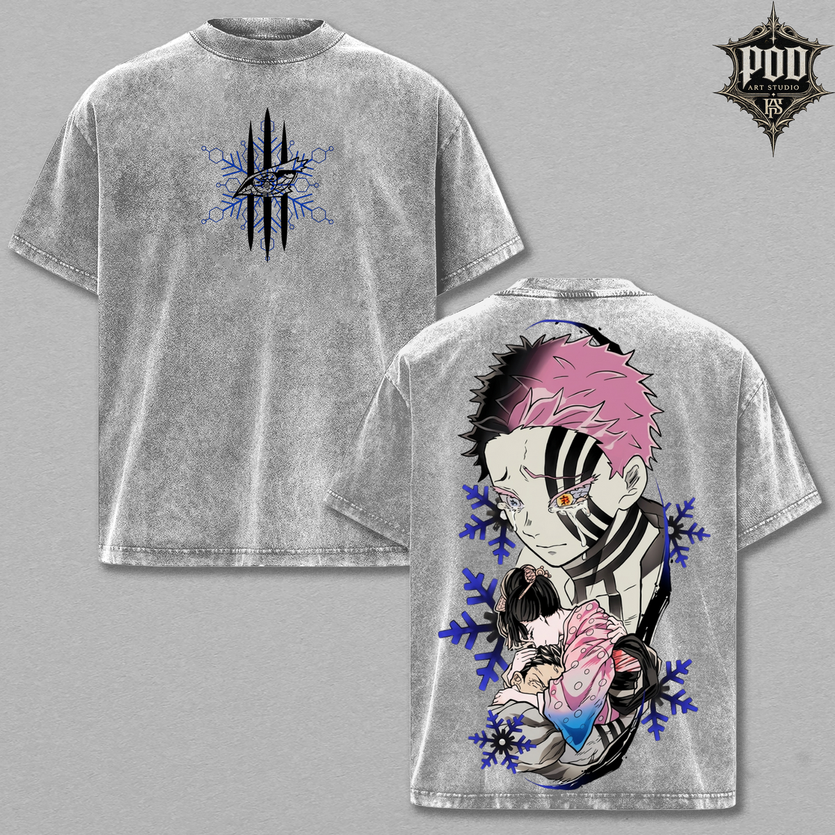 Akaza & Koyuki Demon Slayer Vintage Washed Oversized Tee