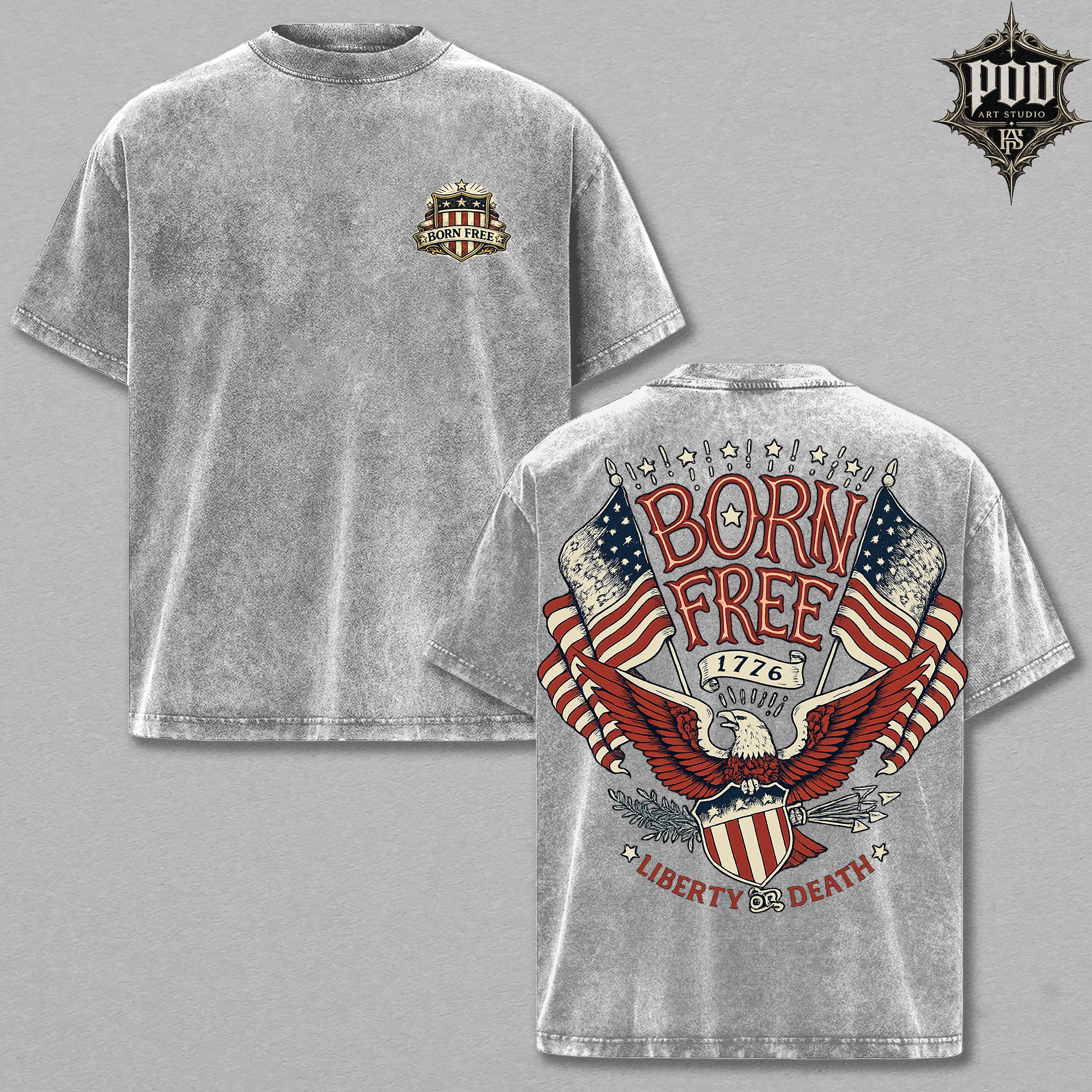 Born Free 1776 Vintage Washed Oversized Tee