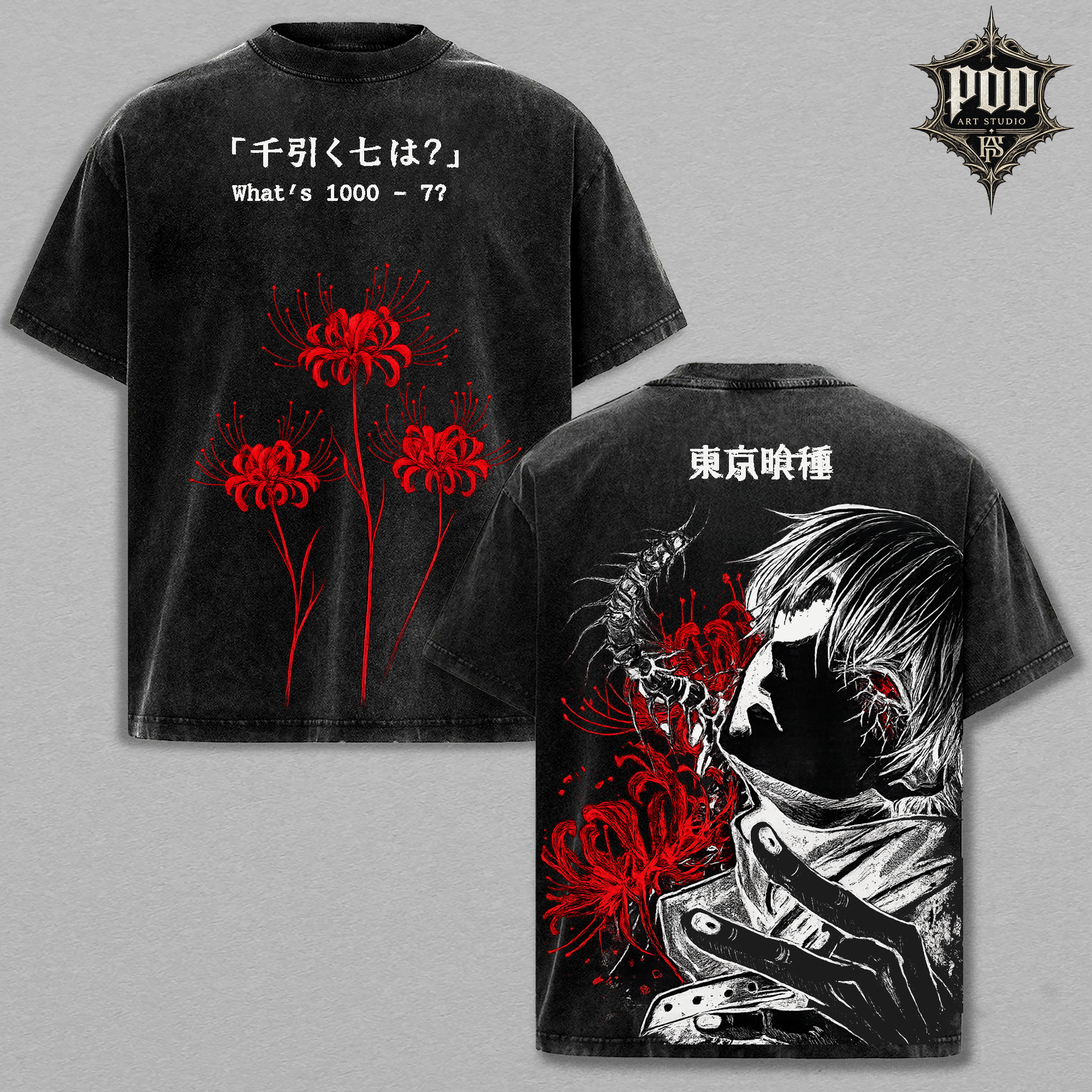 Tokyo Ghoul Spider Lily Graphic Tee - Dark Anime Vintage Streetwear Shirt