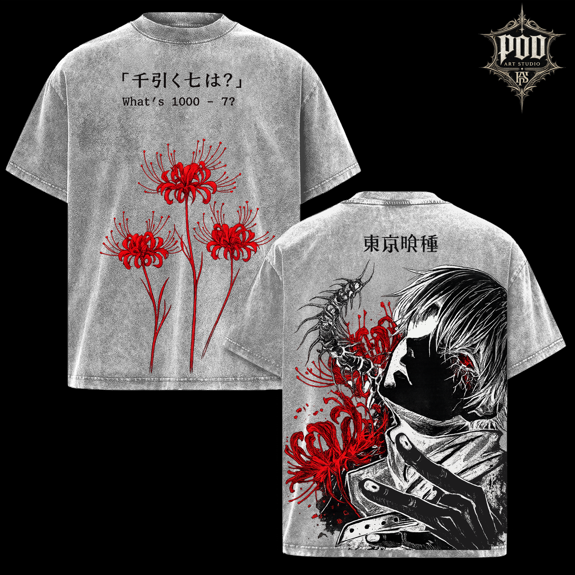 Tokyo Ghoul Spider Lily Graphic Tee - Dark Anime Vintage Streetwear Shirt