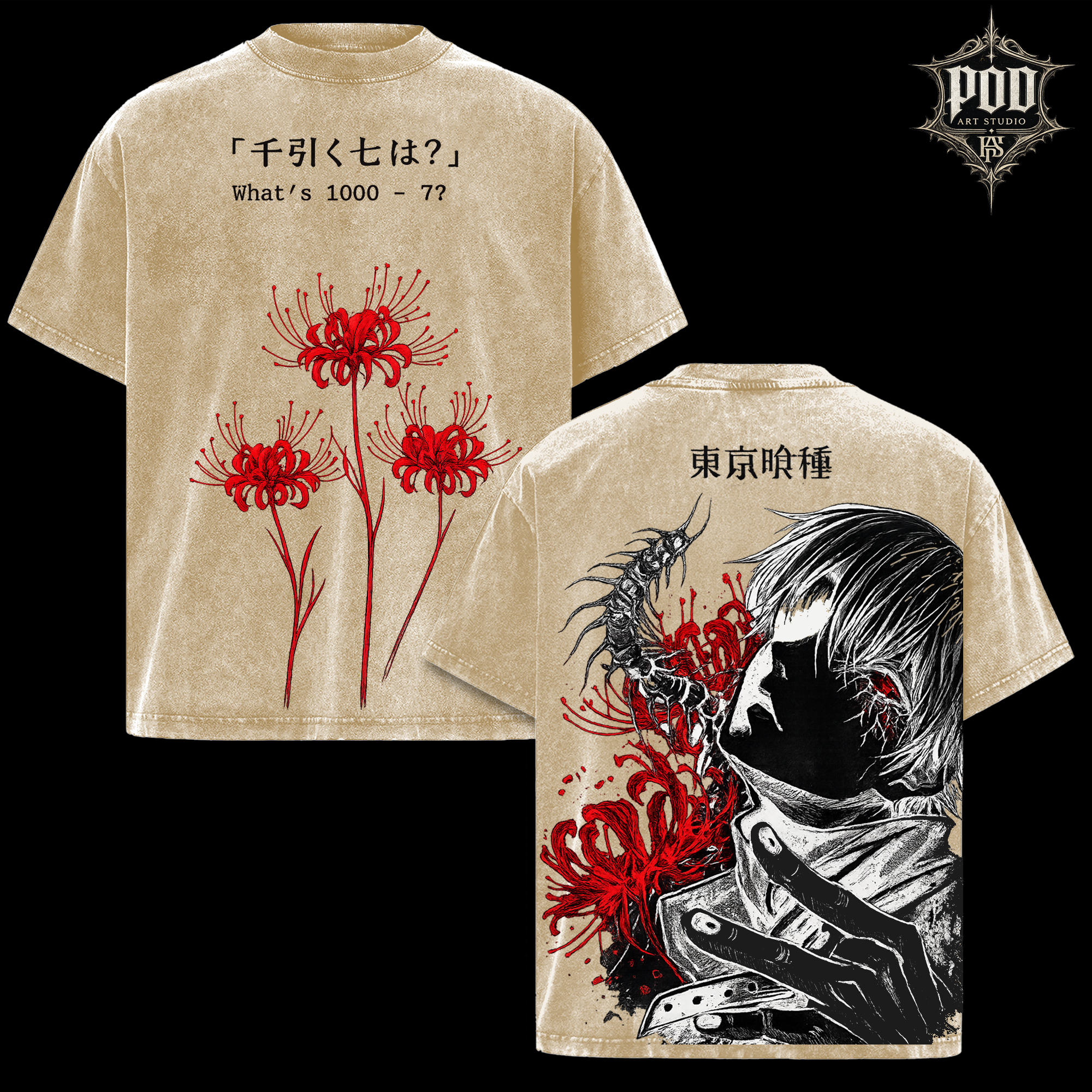 Tokyo Ghoul Spider Lily Graphic Tee - Dark Anime Vintage Streetwear Shirt
