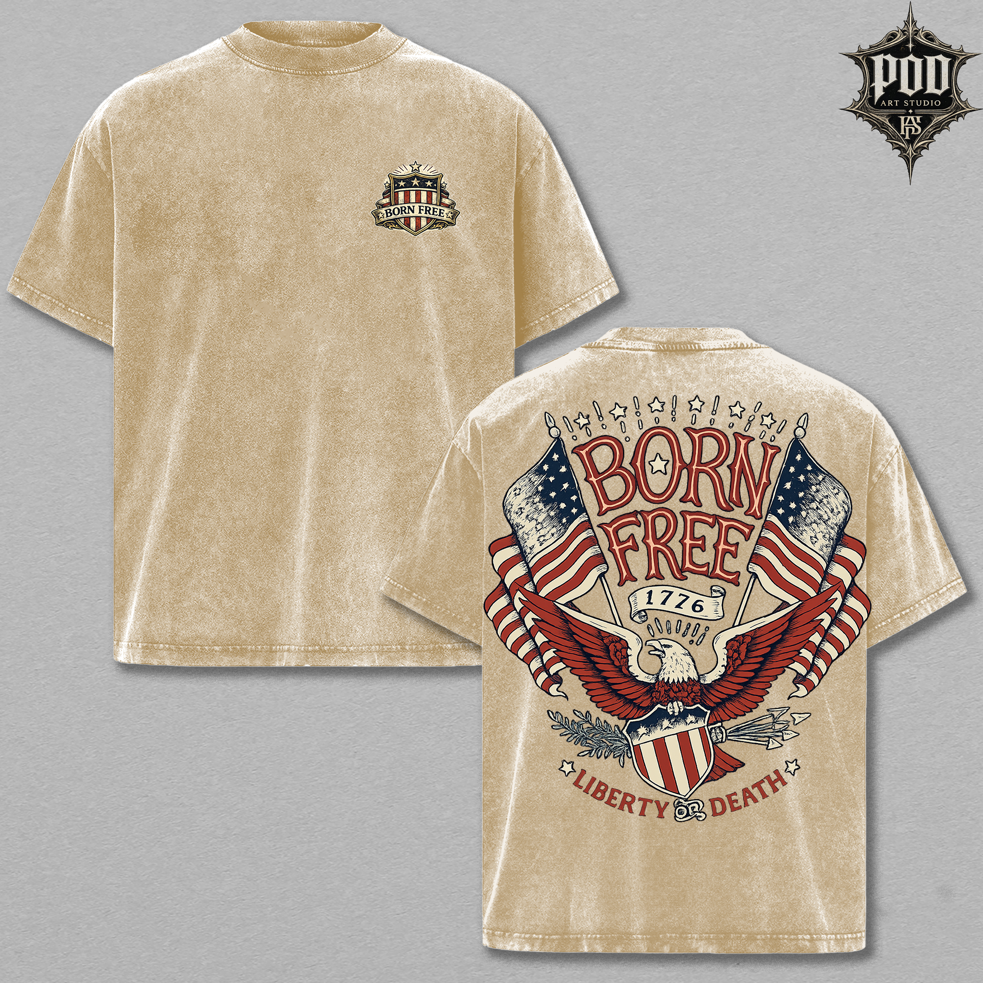 Born Free 1776 Vintage Washed Oversized Tee