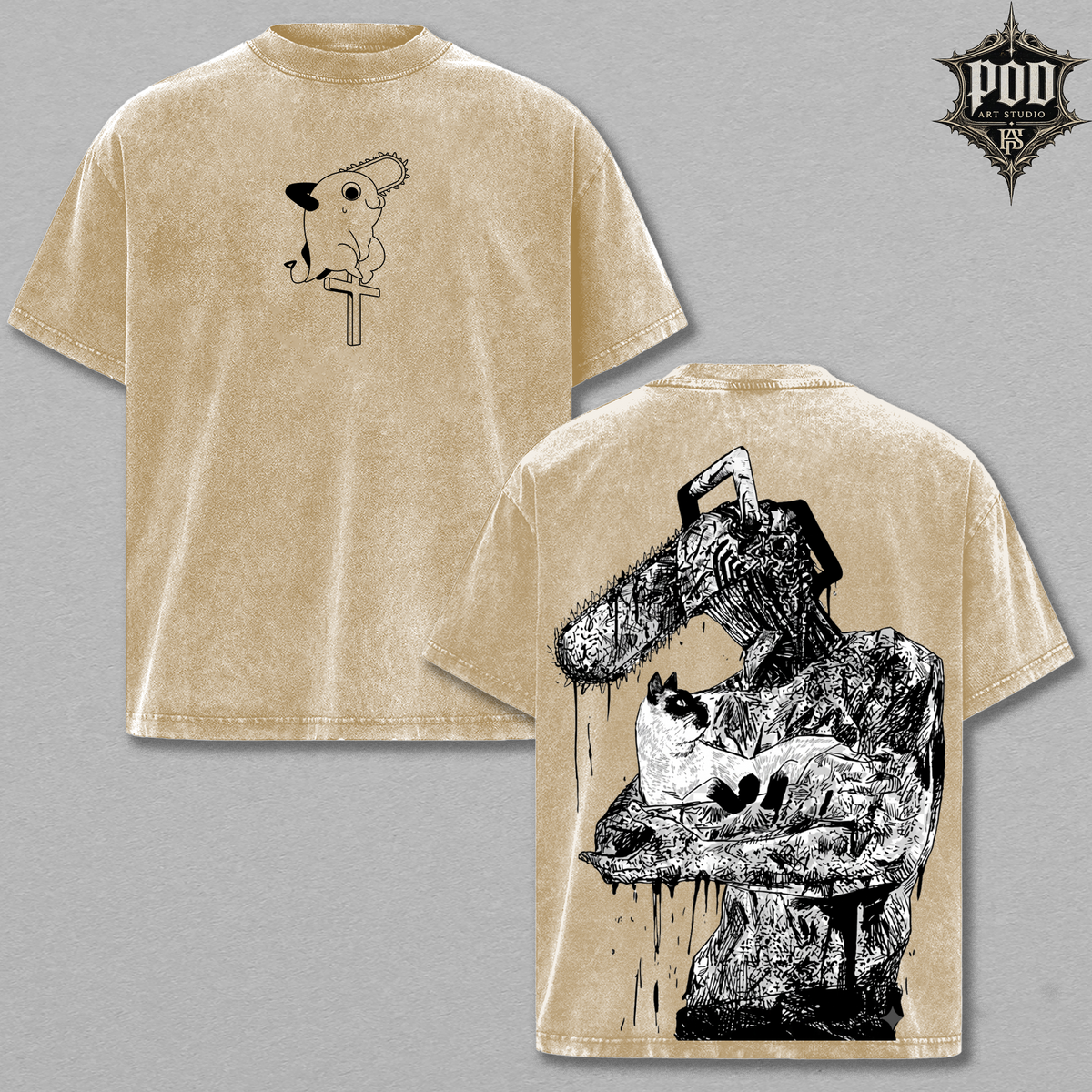 Pochita Manga Sketch Chainsaw Man Vintage Oversized Tee