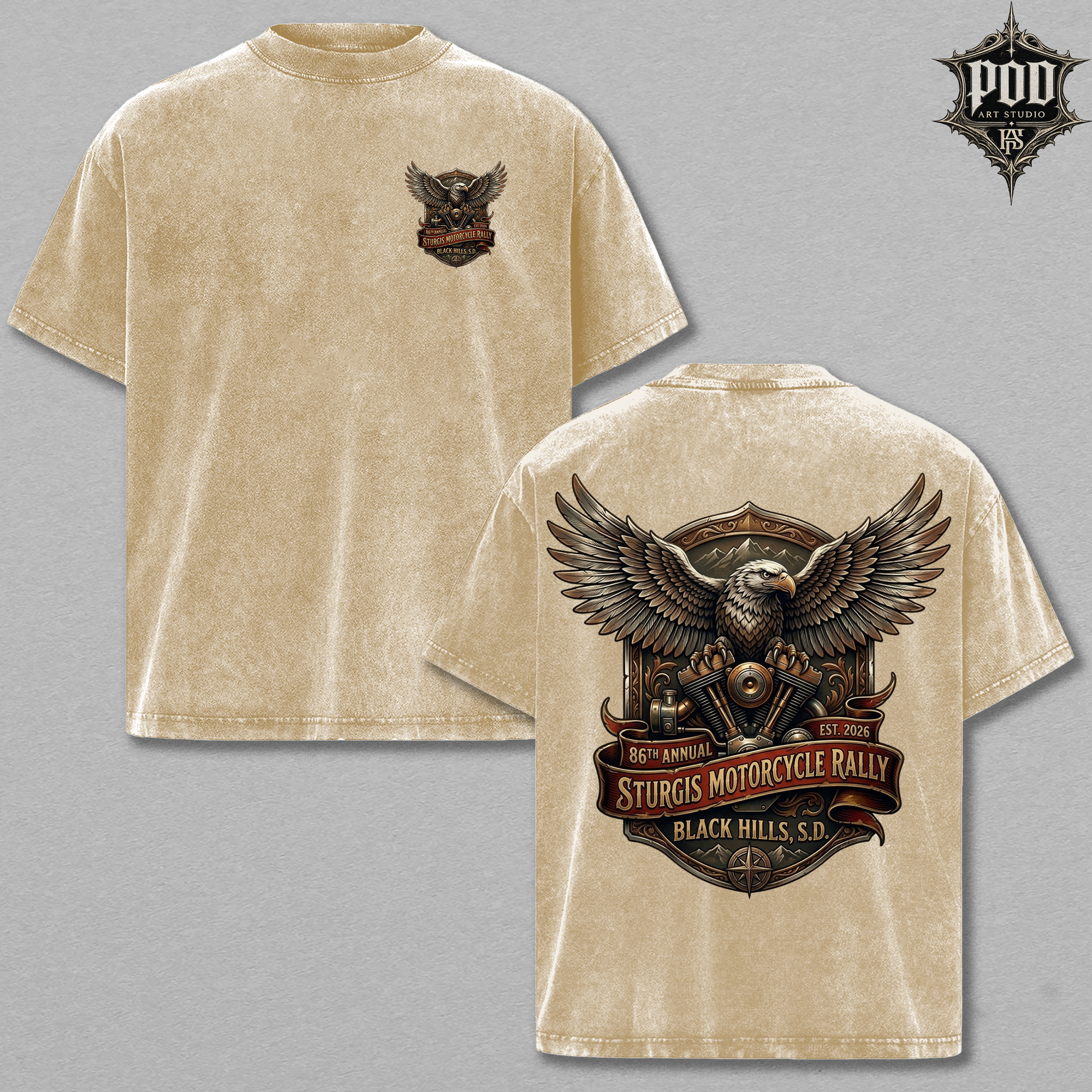 Sturgis Motorcycle Rally Vintage Washed Oversized Tee