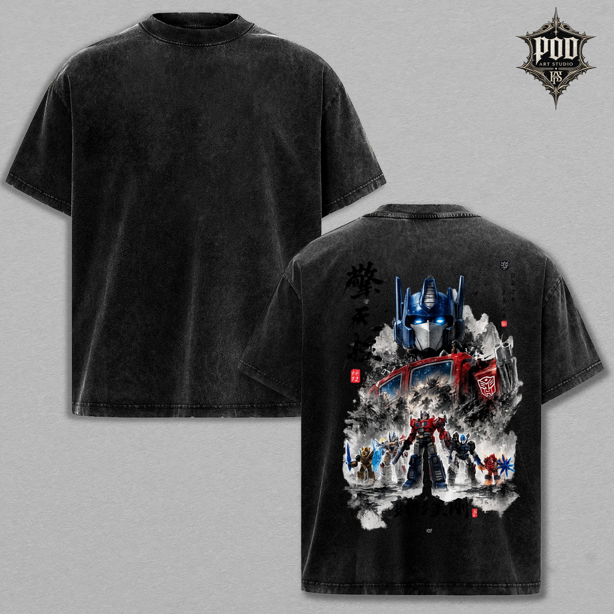 Transformers Optimus Prime Vintage Washed Oversized Graphic Tee