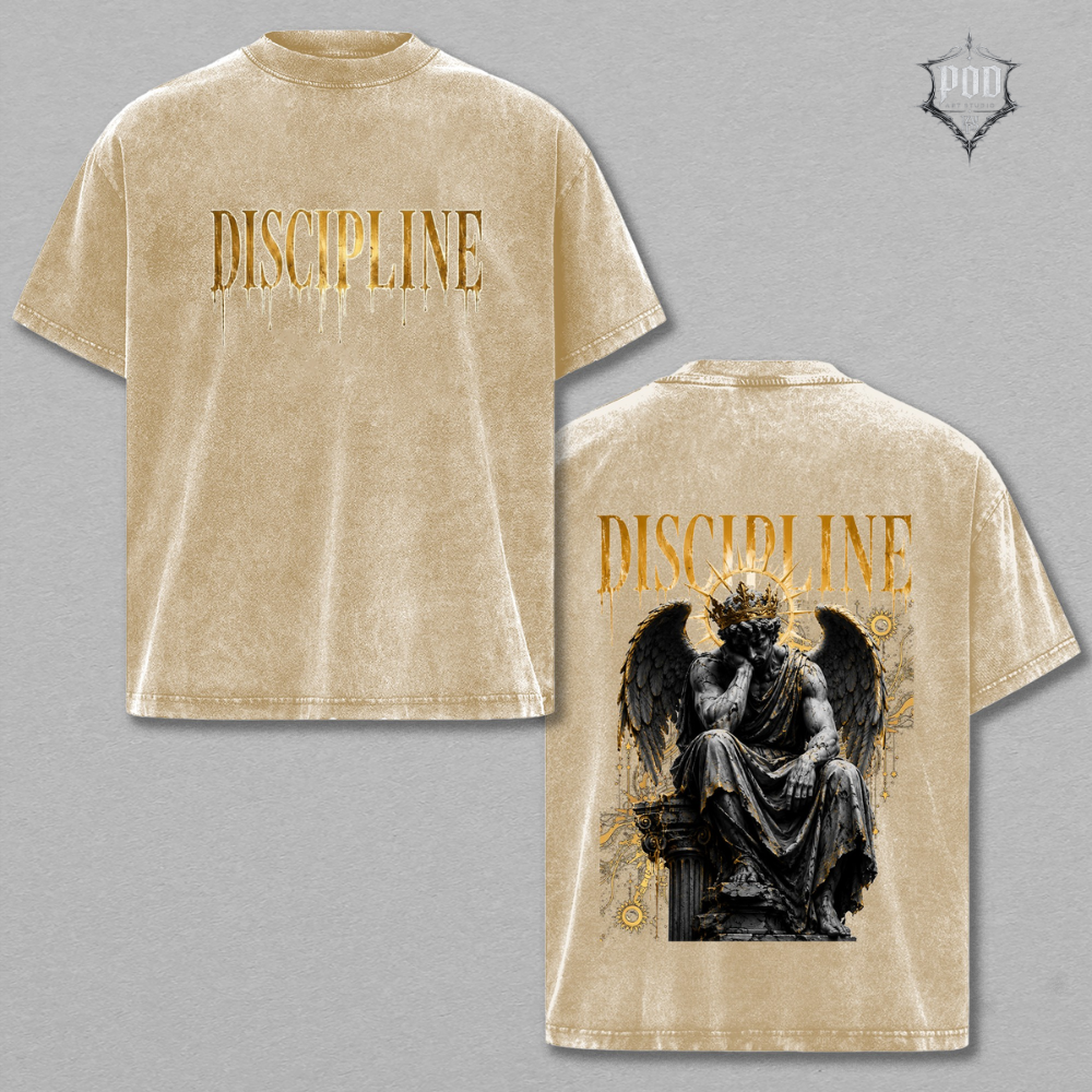 Discipline Vintage Washed T-Shirt – Dark Artistic Streetwear Tee