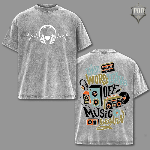 When Words Leave Off Music Begins Retro Shirt