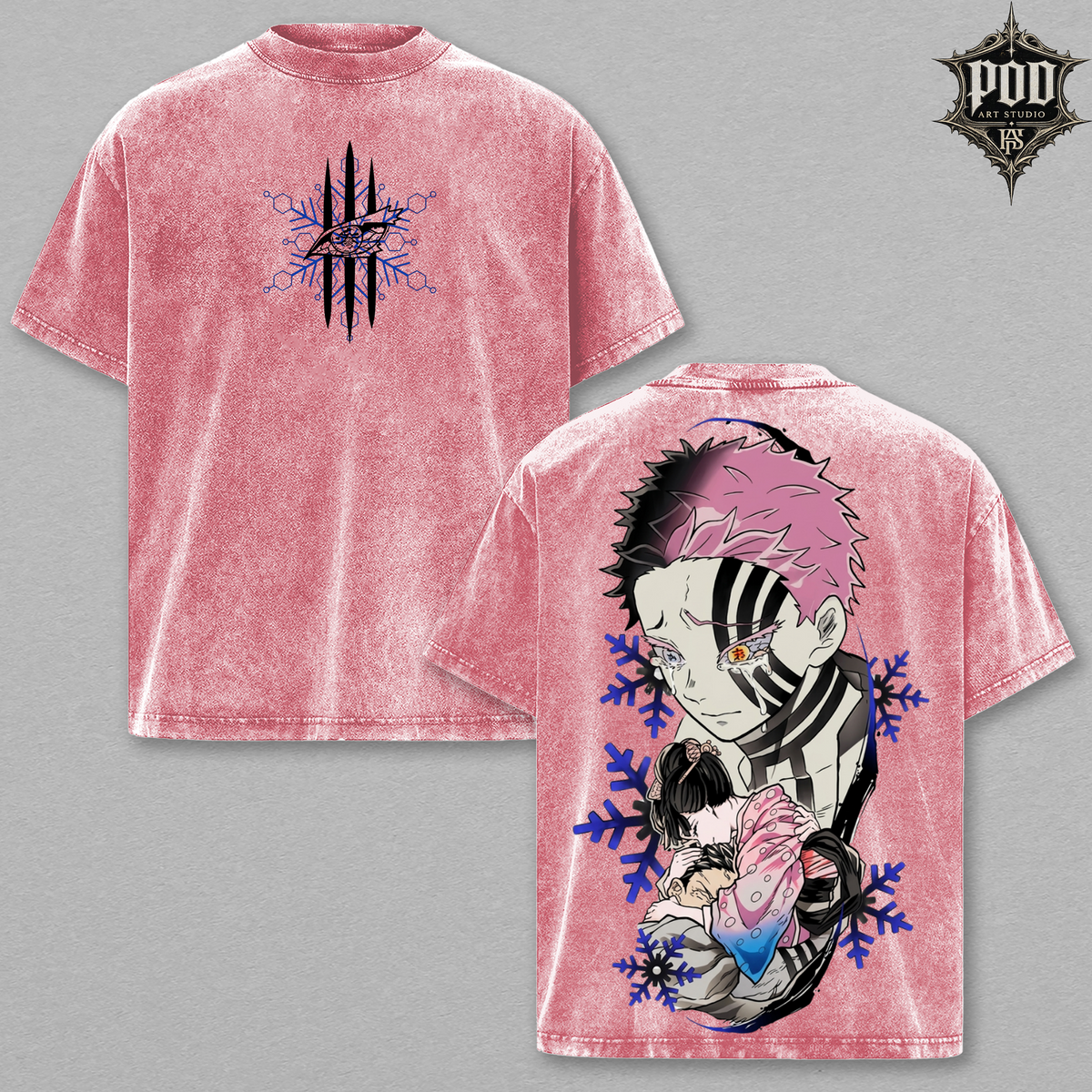 Akaza & Koyuki Demon Slayer Vintage Washed Oversized Tee
