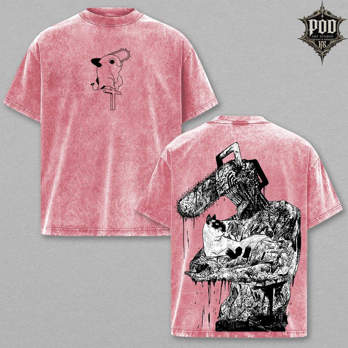 Pochita Manga Sketch Chainsaw Man Vintage Oversized Tee