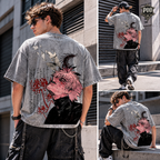 Crimson Spider Lily Vintage Washed Oversized Tee
