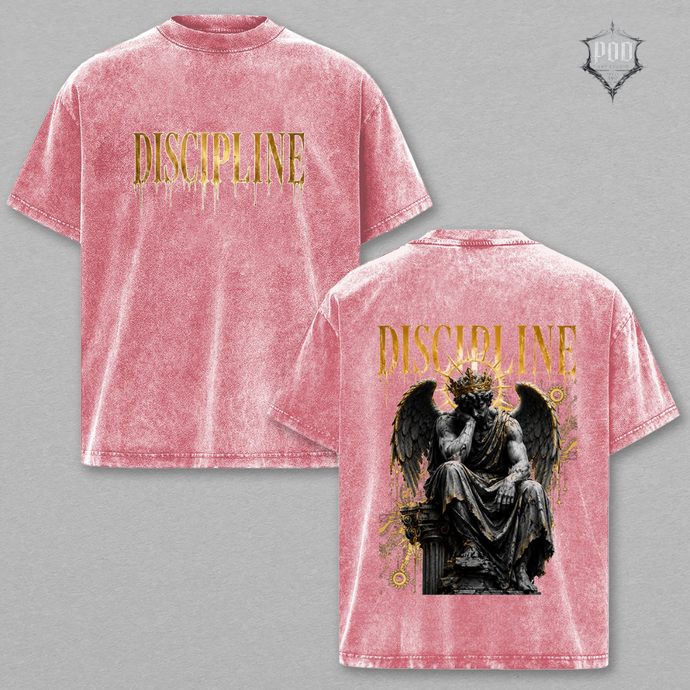 Discipline Vintage Washed T-Shirt – Dark Artistic Streetwear Tee
