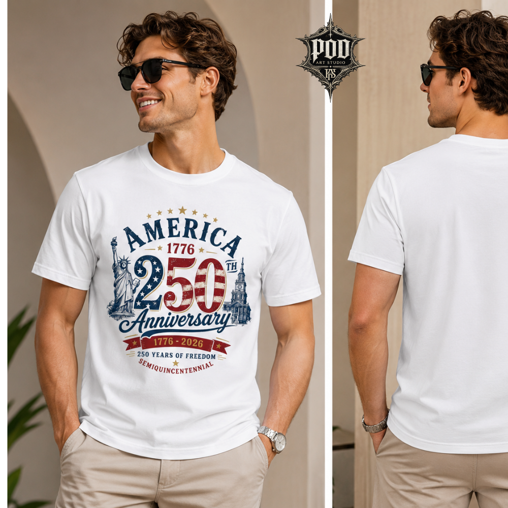 America 250 Years of Freedom Vintage Tee | 1776–2026 Patriotic USA Celebration Shirt